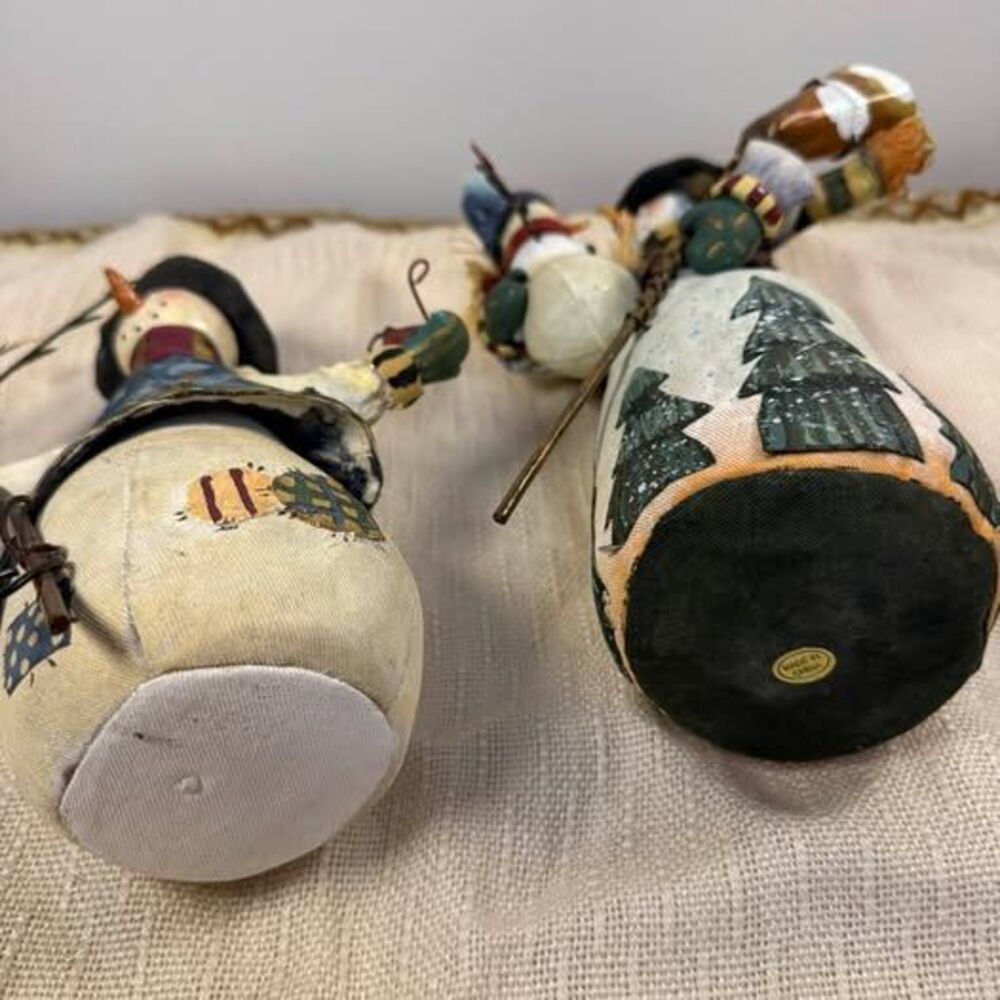 Primitive Folk Art Snowman Figurines - Set of 2 - Picture 6 of 8